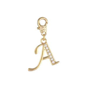 Gouden letter A hanger ketting bedel met fonkelende zirkonia's, delicate DIY sieraden accessoire.