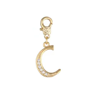 Vergulde Zirkonia Letter C Hanger Bedel voor DIY Halsketting Sieraden Accessoires
