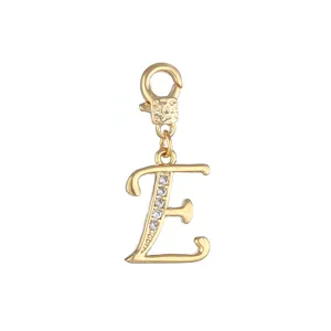 Gouden Letter E Hanger met Zirkonia Schitterende Initiële Bedel voor DIY Ketting