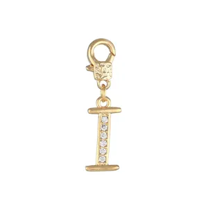 Verzamelde letter I hanger ketting DIY accessoire met sprankelende heldere zirkonia stenen.