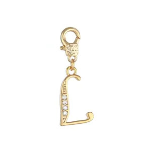 Gouden zirkon letter L hanger ketting DIY bedel sieraden accessoire detailweergave.