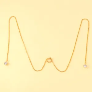 Gold tassel lip ring chain body jewelry minimalist ear hanging accessory for women