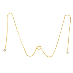 Gold tone lip chain ear cuff body jewelry non pierced tassel rhinestone accessory for women