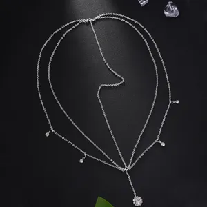 Silver multi-layer rhinestone head chain boho forehead jewelry for women festival hair decor
