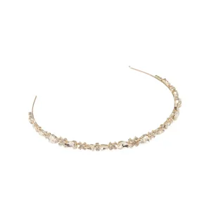 Elegant gold rhinestone headband for women, shiny crystal hair band for wedding bridal hair accessories.