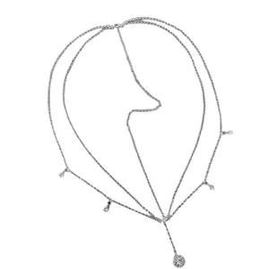 Bohemian silver head chain rhinestone forehead jewelry tassel hair accessory for women festival