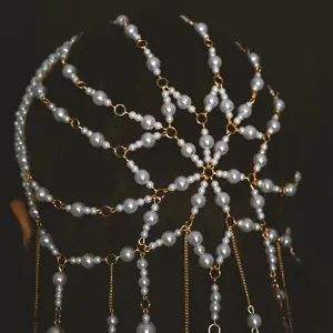 Baroque pearl hair chain bridal wedding headpiece elegant fairy style tassel hair accessory