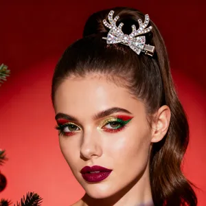 Luxus Weihnachten Strass Haarklammern Schleife Schneeflocke Rentier Geweih Haarnadel Festliche Party Kopfschmuck Für Damen Legierung Schmuck