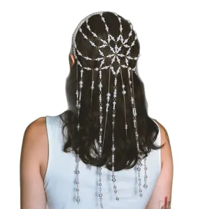 Baroque pearl tassel hair chain bridal headpiece elegant wedding hair accessories for women