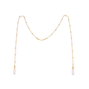 Goldene Gesichtskette Ohrhängender Kristall Wassertropfen Anhänger Party Schmuck für Frauen chic