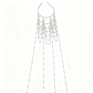 Multilayer tassel crystal headband bridal wedding hair accessory elegant hairpiece