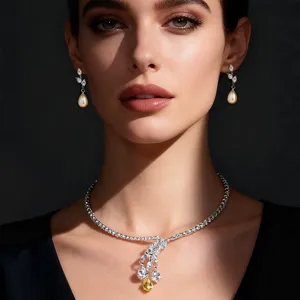 Wald-Stil Blatt Choker Halskette Und Ohrringe Set Einfach Luxus Funkelnde Strass Halskette Für Damen Abendparty Kleid Zubehör
