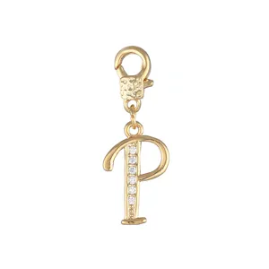 Gouden letter P hanger met sprankelende zirkonia, ideaal voor DIY kettingen en sieraad accessoires.