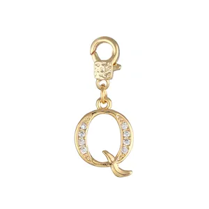 Vergulde Zirkon Letter Q Hanger Ketting DIY Bedel Accessoire Gedetailleerde Weergave