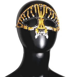 Maschera viso con strass cristallo maschera di carnevale festa gioielli viso per donna