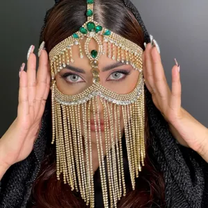 Maschera a Nappa in Strass in Stile Occidentale Esagerato Per Donna Mascherata Festa Halloween Gioielli Maschera Strass Oro Argento