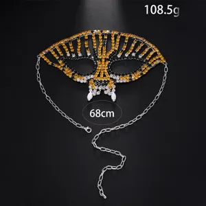 Maschera in Strass per Festa di Carnevale Catena Viso Scintillante Accessori Gioielli