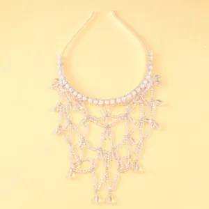 Elegante kristallen mesh haarband met parels en druppelhangers voor dames bruiloft haaraccessoires