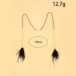 Bohemian feather face chain festival party metal jewelry fashion body accessory for women
