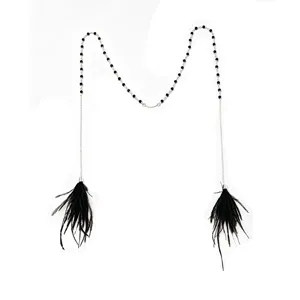 Fashion feather face chain bohemian jewelry silver bead tassel party body chain accessory