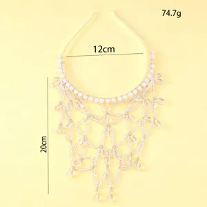 Kristalen parel net haarband bruid haaraccessoire elegante bruiloft hoofdtooi vrouw