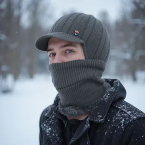 Gorro de Punto Cálido de Invierno para Hombre Pasamontañas Integrado Protección para Oídos Antivento Al Aire Libre Pastoral Poliéster Gorro Beanie Con Calentador de Cuello Cubierta Facial Para Actividades Al Aire Libre Clima Frío