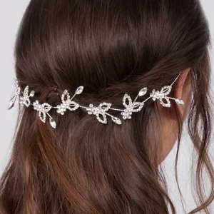 Elegant Butterfly Hair Chain Rhinestone Copper Bridal Headpiece Bowknot Hair Comb For Wedding Banquet Party Evening Dress Accessories