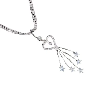 Glitzernder Strass Herz Bauchnabelpiercing mit Quaste Sternen sexy Körperschmuck für Damen