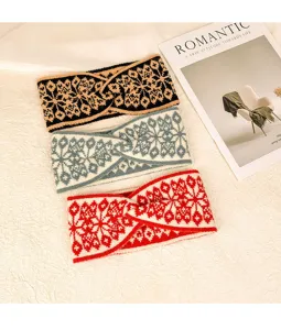 Ensemble de bandeau torsadé en tricot, motif flocon de neige vintage accessoires cheveux.