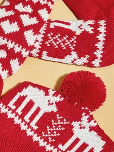 Gros plan détaillé d'un bonnet et d'une écharpe de Noël tricotés en rouge et blanc pour animaux.