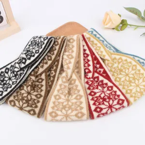 Bandeau d'hiver en tricot motif geometrique retro bandeau a cheveux accessoire chaud femme