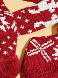 Écharpe bonnet de Noël pour animal de compagnie tricoté rouge blanc avec pompon