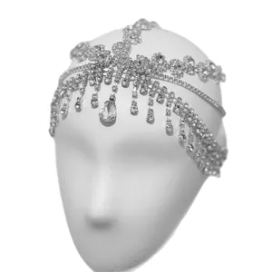 Cadena de cabeza con diamantes de imitacion fleco accesorio de pelo joya festival