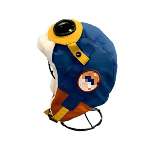 Kinder Winter warme Pilotenmütze mit Brille, winddichte Plüsch-Trapper-Mütze für Outdoor.