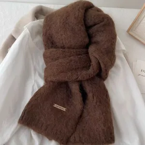 Bufanda de punto marron suave y felpa para mujer cuello calido de invierno estilo casual