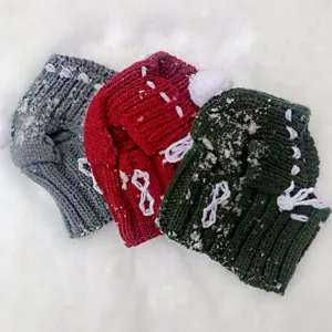 Knitted pet hat with pom pom warm winter dog beanie cute pet accessories assorted colors