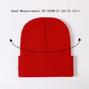 Classic red winter knit beanie hat for men and women, warm and stylish daily wear.