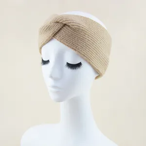Confortable bandeau croisé en tricot, bandeau chaud et élastique pour le yoga et le sport.