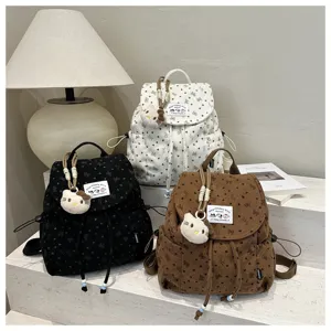 Kord-Rucksack Damen süß Nische Student Schultasche vielseitig lässig minimalistisches Design.