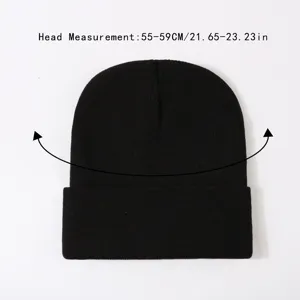 Black knit beanie winter warm skull cap for men and women streetwear fashion main view