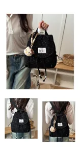 Niedlicher Kord Rucksack für Damen lässige Student Schultasche minimalistischer Stil