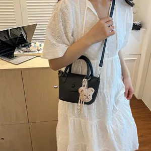 Black lychee pattern leather handbag minimalist women casual shoulder crossbody bag