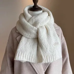 Mujer Invierno Suave Cálido Bufanda de Punto Piel Sintética Visón Felpa Espesada Calentador de Cuello Casual Color Sólido Bufanda