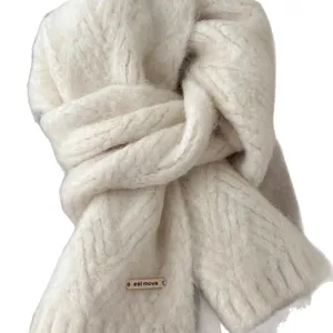 Bufanda de punto de invierno suave y esponjosa para mujer calentador de cuello elegante