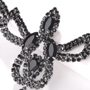 Black rhinestone mask luxury crystal party face chain elegant sexy decorative accessory for women