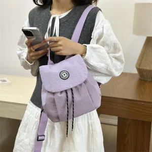 Sac a dos de voyage de grande capacite en tissu violet style coreen pour les femmes chic.