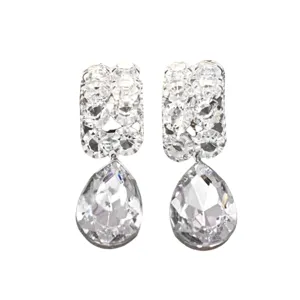 Élégantes boucles d'oreilles pendantes strass goutte pour femmes, bijoux clip élégants.