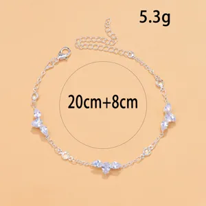 Silver Water Drop Cubic Zirconia Anklet Minimalist Crystal Foot Chain Jewelry Summer