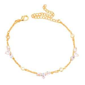 Women gold color water drop rhinestone anklet chic summer chain fashion foot jewelry