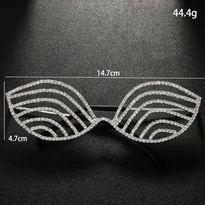 Rhinestone geometric glasses frame party festival eyewear sparkly crystal specs 14.7cm